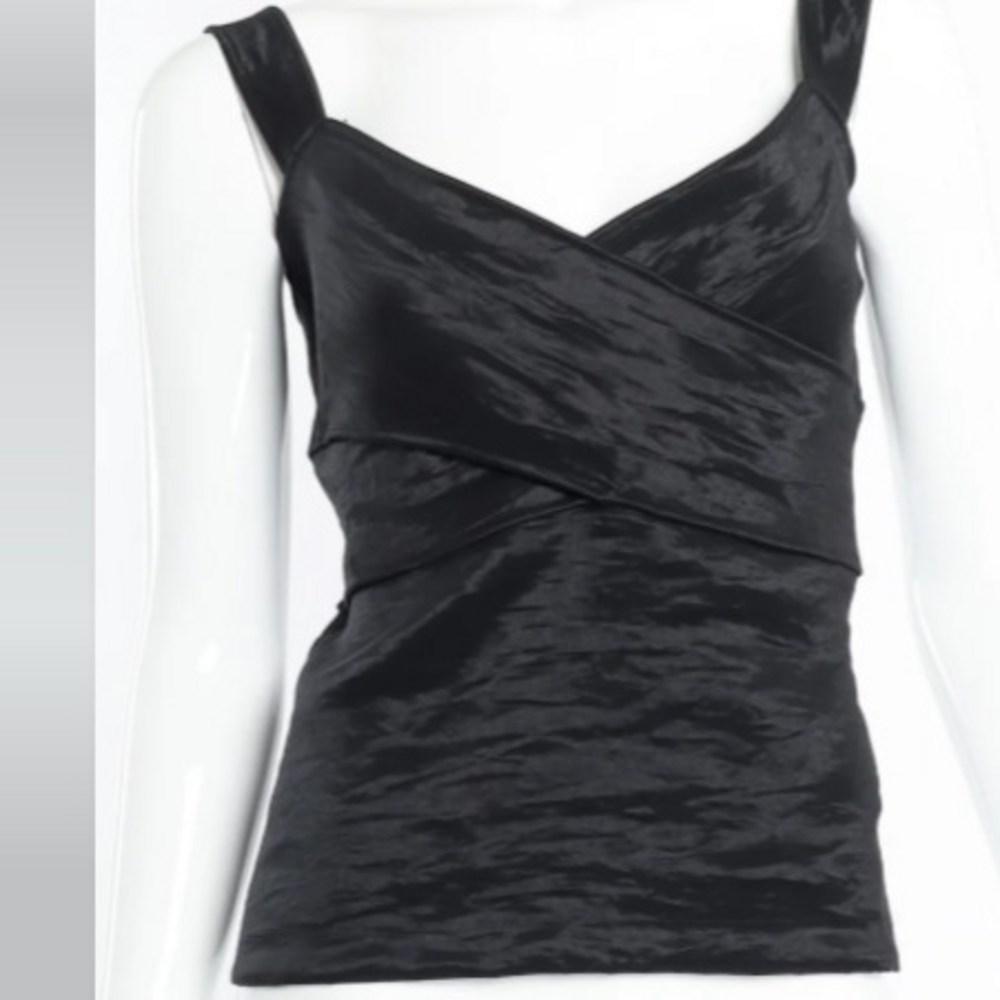 Donna Karan Crinkled Black Top